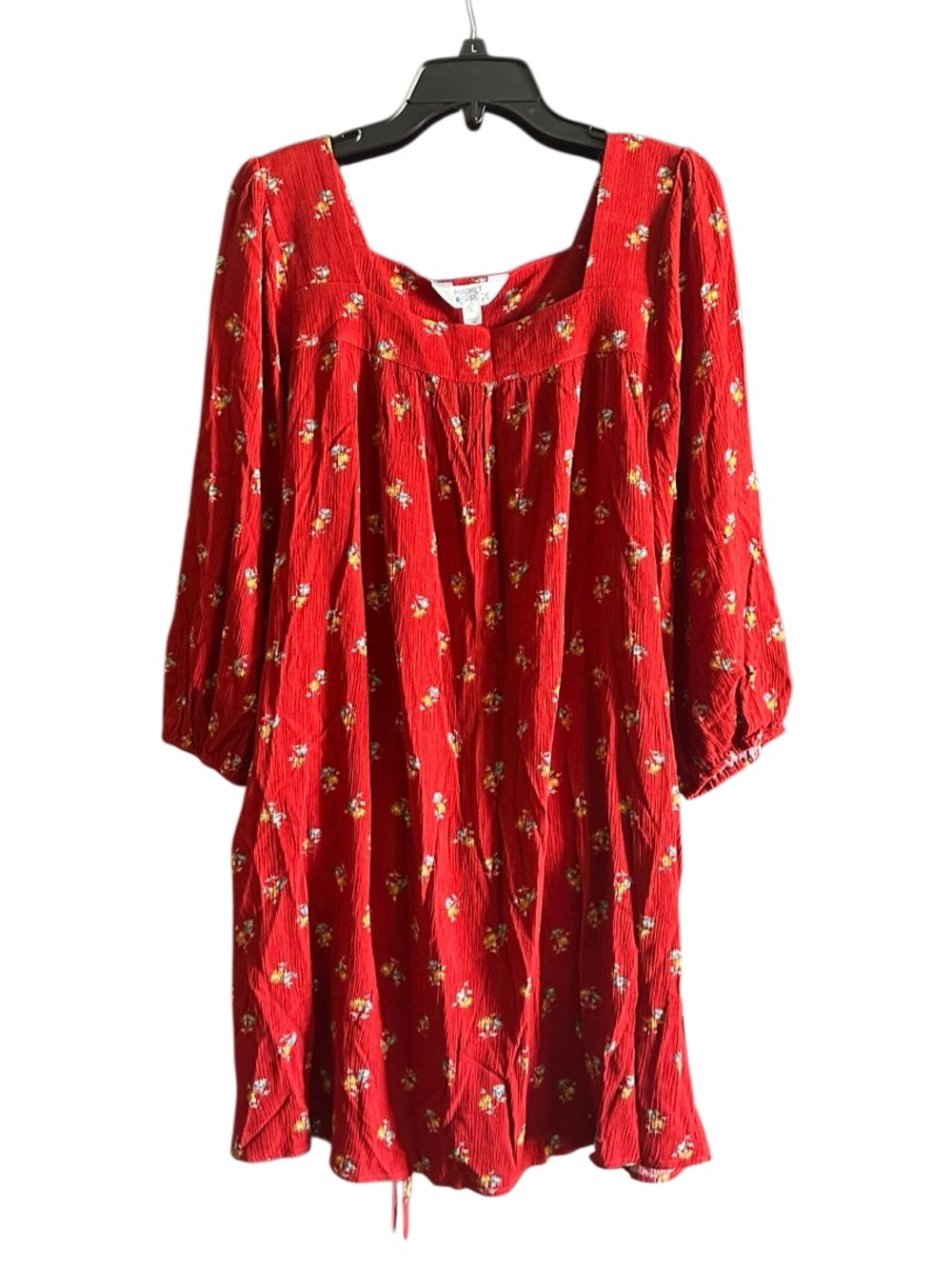 Market & Spruce Red Floral Long-Sleeve Peasant Dress. Size Large